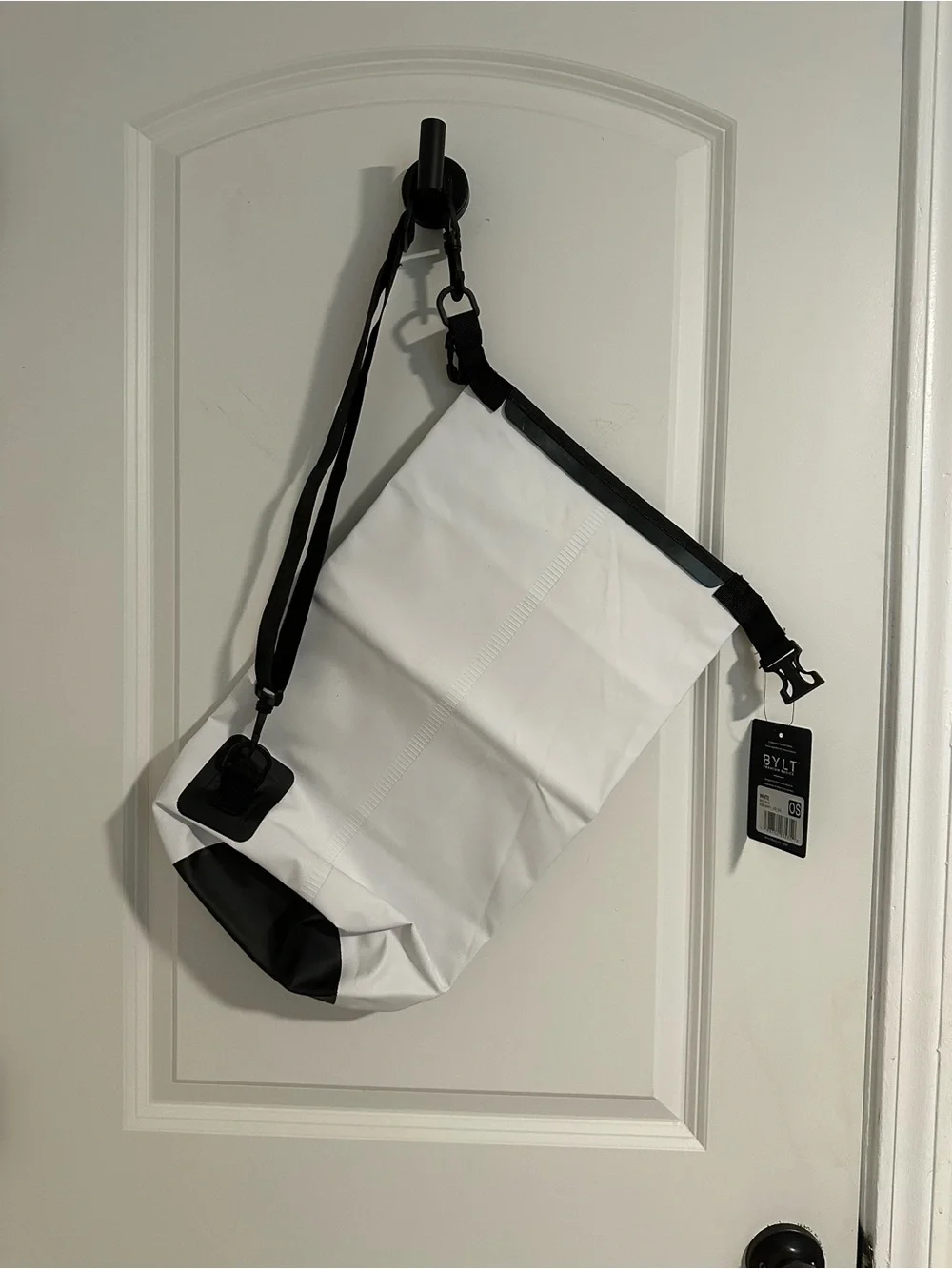 BYLT Basics White and Black Bio Dry Bag Sling Bag with Adjustable Strap